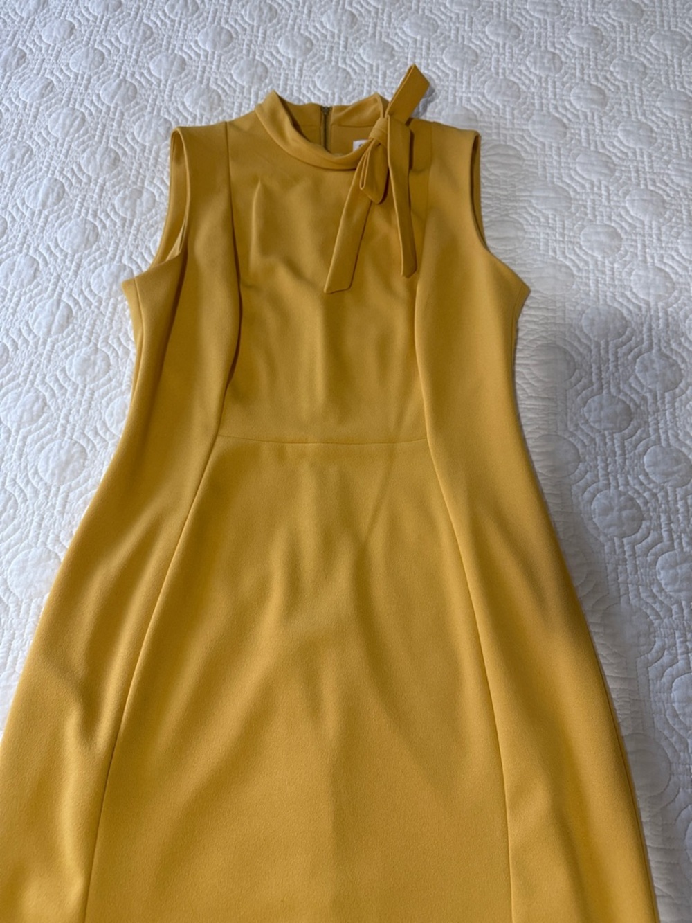 Calvin Klein Sleeveless Tie-Neck Midi Dress in Mustard